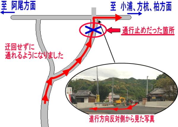 道路工事による通行止め解除